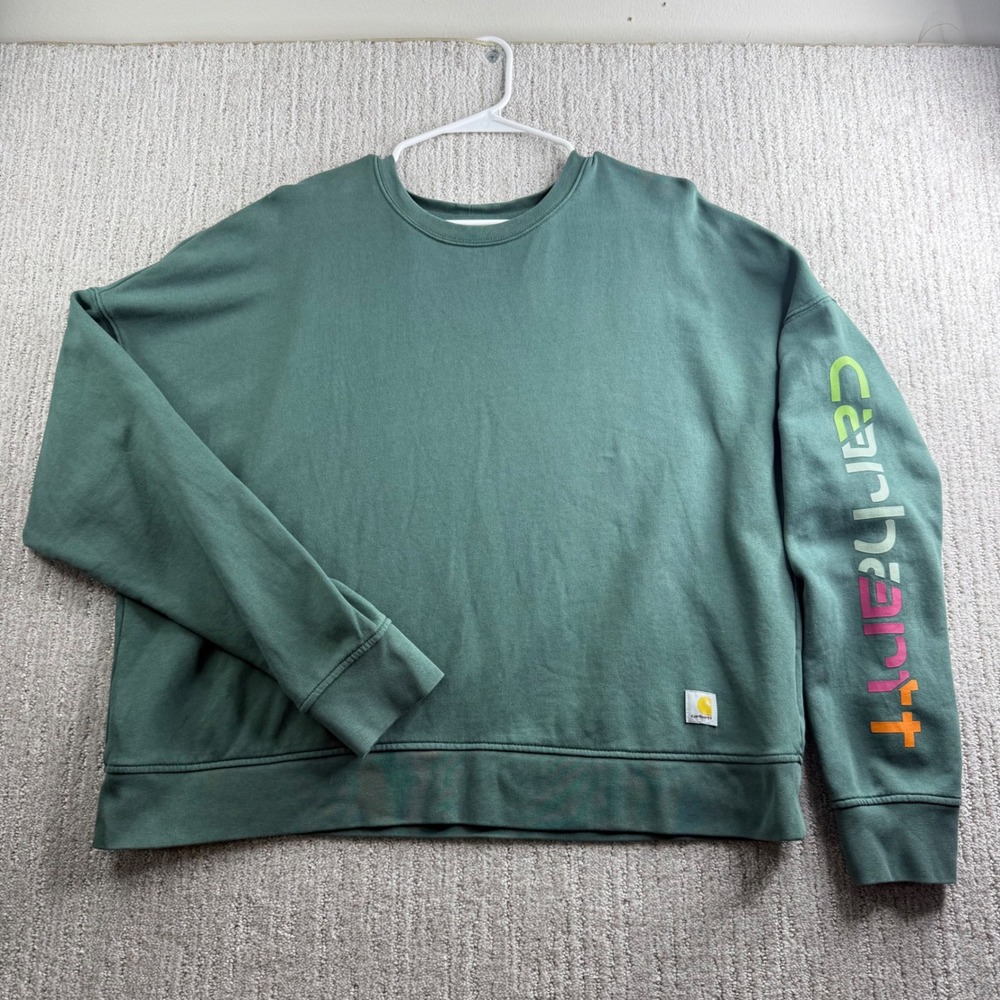 Carhartt Tencel Fiber Series Loose Fit Sweatshirt Womens Size XL Green Logo
